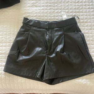 Zara Black Leather Shorts
